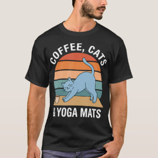 Coffee Cats Yoga Mats Retro Meditation T-Shirt