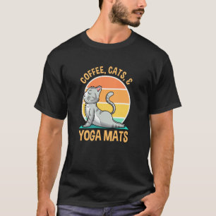Coffee Cats Yoga Retro Sunset Funny Chill Life T-Shirt