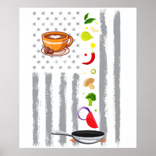 coffee ccoking- Vintage USA American Flag for cook Poster