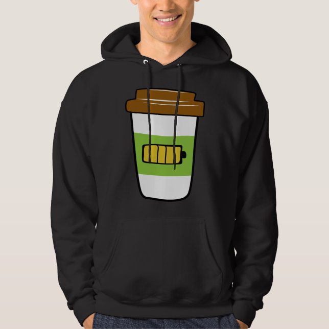 Coffee Charging  Battery Graphic Plus Size Hoodie (Front)