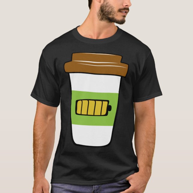 Coffee Charging  Battery Graphic Plus Size T-Shirt (Front)