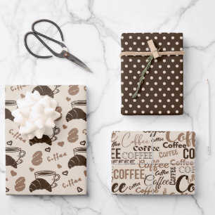 Coffee Charm Trio 3 Wrapping Paper Sheet