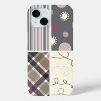 Coffee Check Plaid Dots Scribbles Stripes Pattern