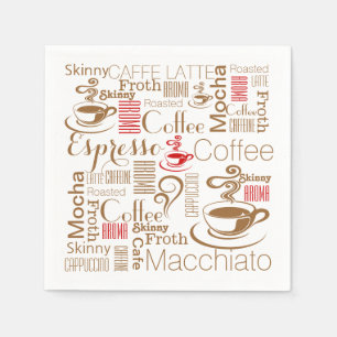 Coffee chic red brown napkin