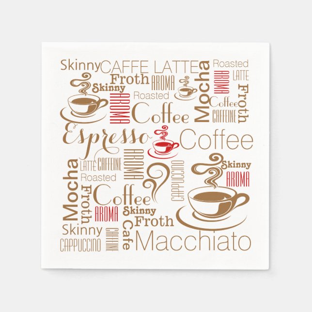Coffee chic red brown napkin (Front)