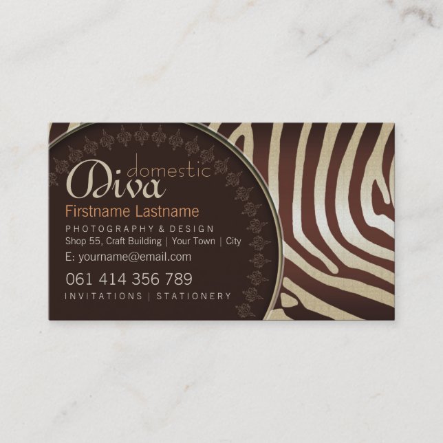 Coffee Choc Zebra Stylish w/ Logo Business Cards (Front)