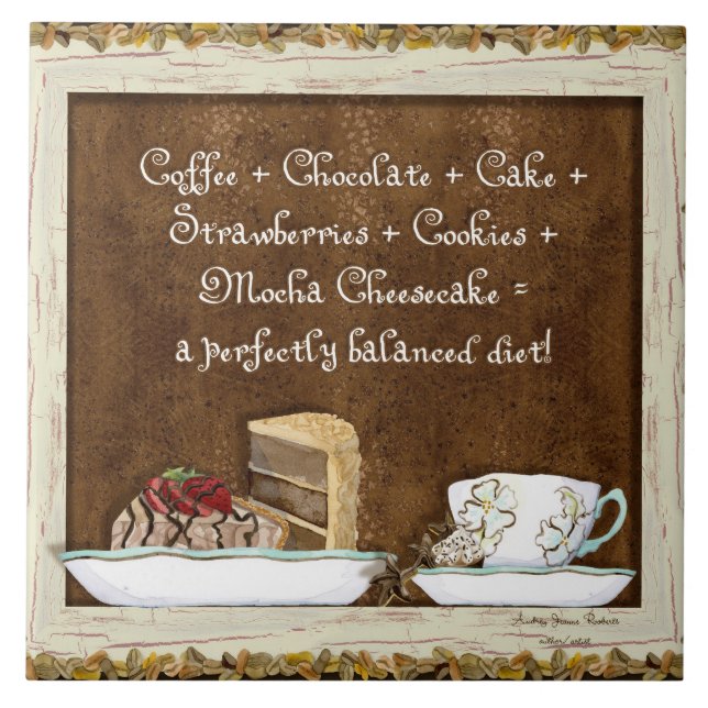 Coffee & Chocolate Java Kitchen Art Dessert Cakes Tile (Front)