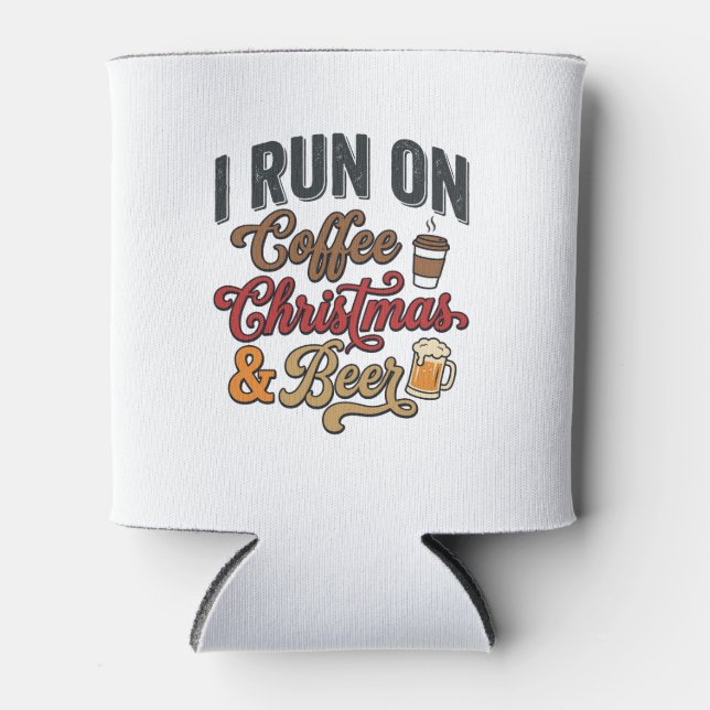 Coffee Christmas Beer Holiday Drinking Design Can Cooler (Front)