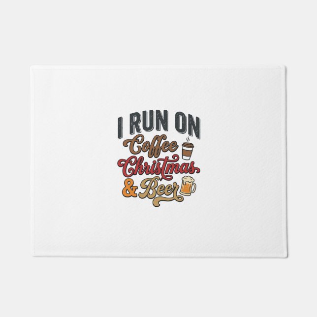 Coffee Christmas Beer Holiday Drinking Design Doormat (Front)