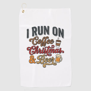 Coffee Christmas Beer Holiday Drinking Design Golf Towel