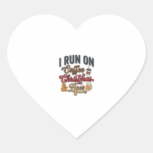 Coffee Christmas Beer Holiday Drinking Design Heart Sticker