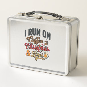 Coffee Christmas Beer Holiday Drinking Design Metal Lunch Box