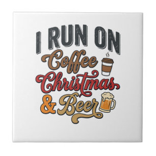 Coffee Christmas Beer Holiday Drinking Design Tile