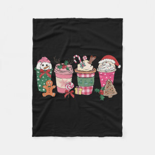 Coffee Christmas Gingerbread Pink Women Latte Cozy Fleece Blanket