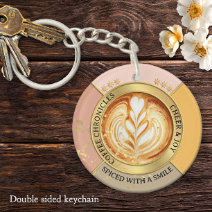Coffee Chronicles Latte Art Quote Chic Key Ring