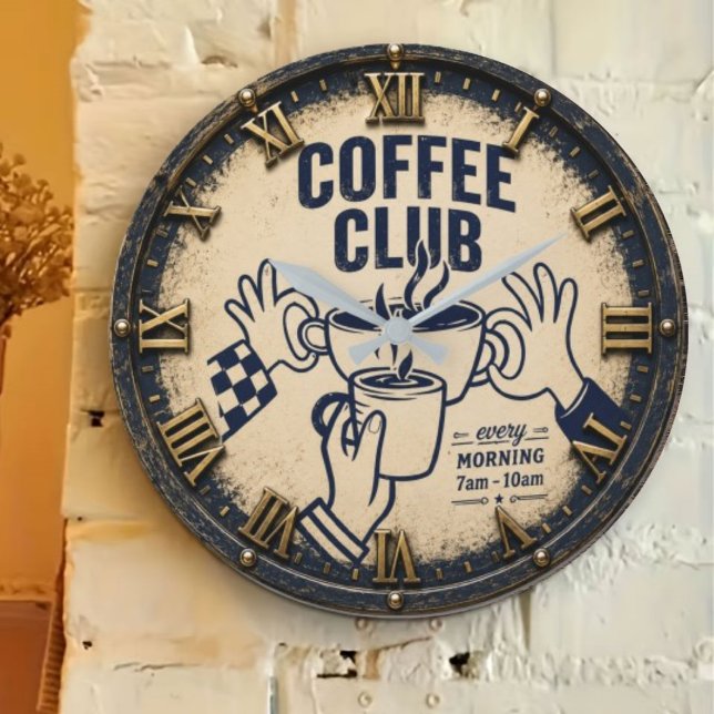 Coffee Club Rustic Coffee Bar Farmhouse  Large Clock (Creator Uploaded)
