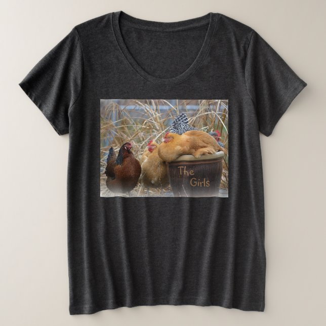 Coffee Clutch Chickens Plus Size T-Shirt (Design Front)