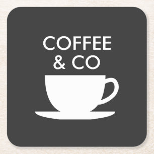 Coffee & co custom business name square paper coaster