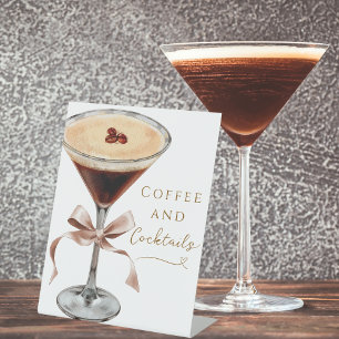 Coffee & Cocktails Espresso Martini Bridal Shower Pedestal Sign