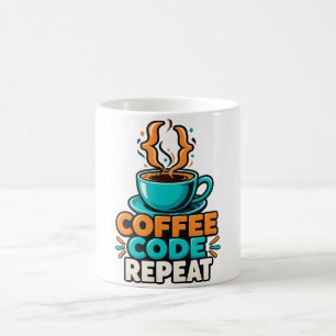 Coffee Code Repeat Programmer Humour Mug
