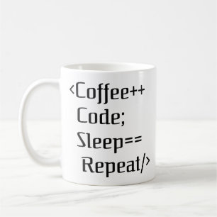 Coffee++ Code; Sleep==Repeat   Funny Programmer Qu Coffee Mug