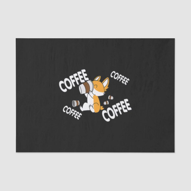 Coffee Coffee Coffee Corgi Premium Tissue Paper (Front)