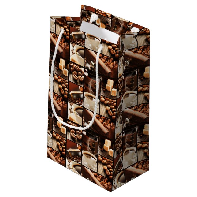 Coffee Collage Small Gift Bag (Back Angled)