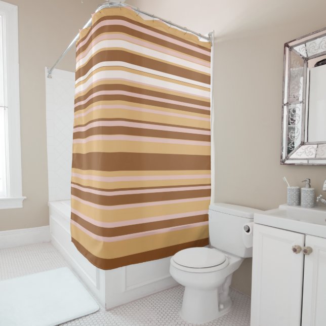 Coffee color stripes Shower Curtain (In Situ)