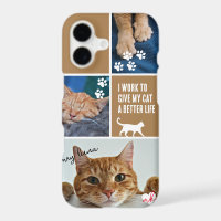 Coffee Colorblock Cat Photo Collage Monogram Pet