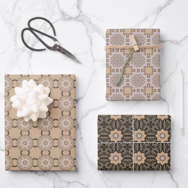 Coffee colour geometric pattern No1 Wrapping Paper Sheet (Front)