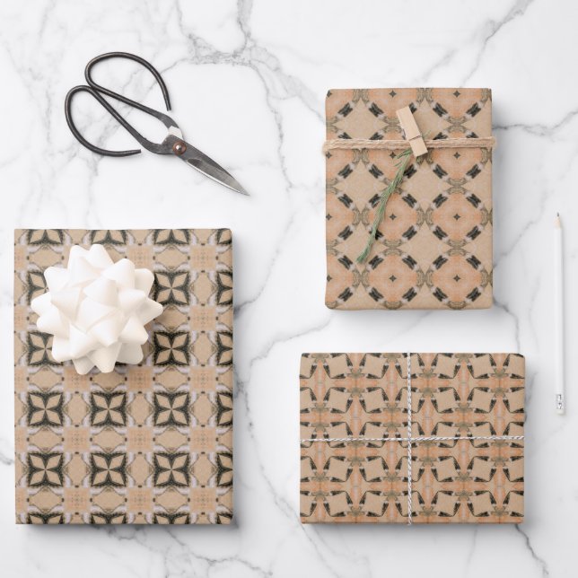 Coffee colour geometric pattern No6 Wrapping Paper Sheet (Front)