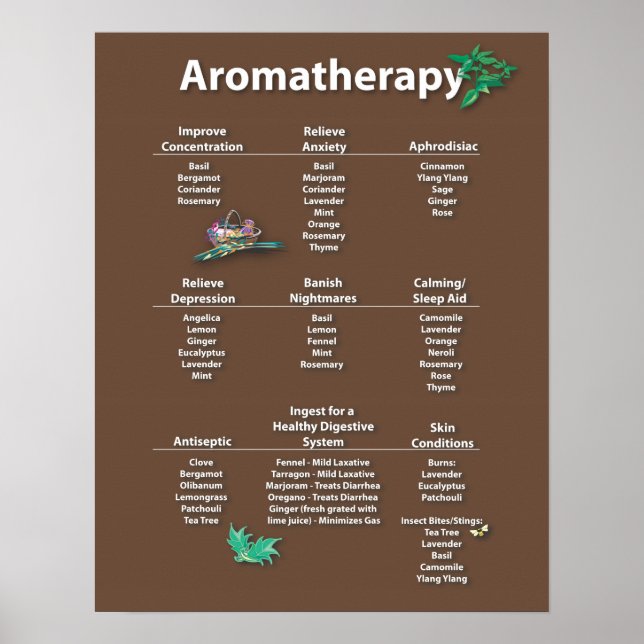 Coffee Coloured Aromatherapy Chart Poster (Front)