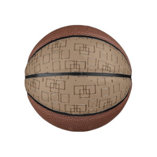 Coffee Coloured Squares Pattern Mini Basketball