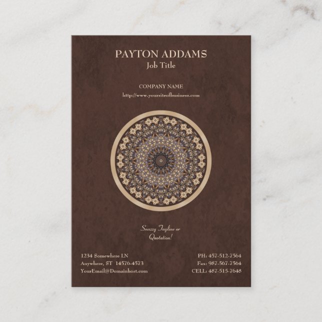 Coffee Colours Abstract Mandala Business Card (Front)