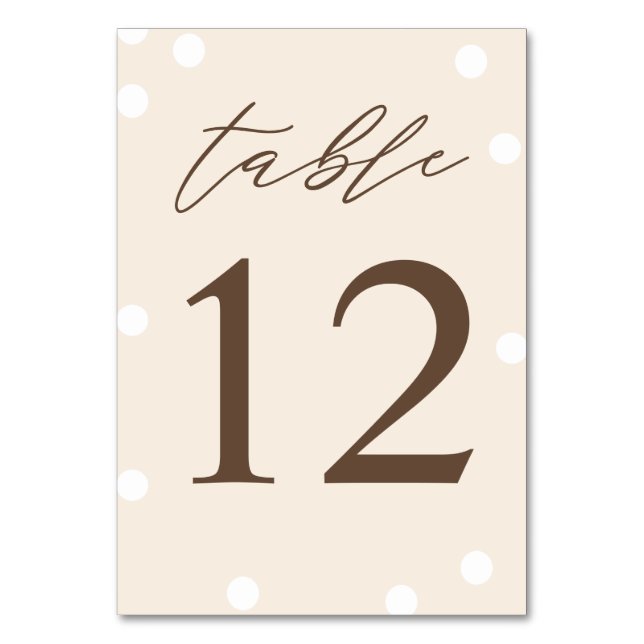 Coffee Colours Cute Baby Shower Table Number (Front)