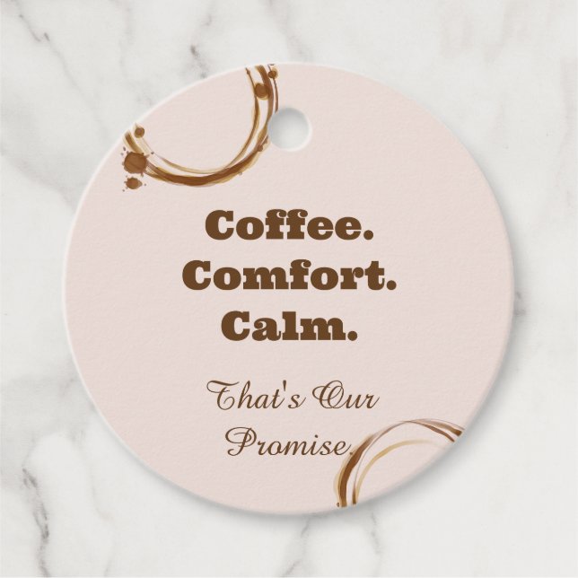 Coffee Comfort Calm Rustic Coffee Gift Tag (Front)