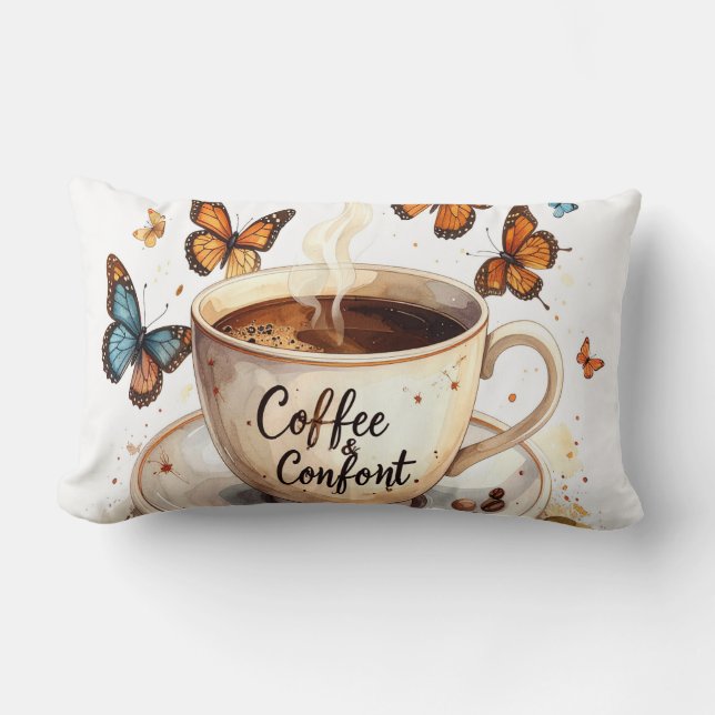 Coffee & Comfort Peaceful Butterfly Pillow (Front)