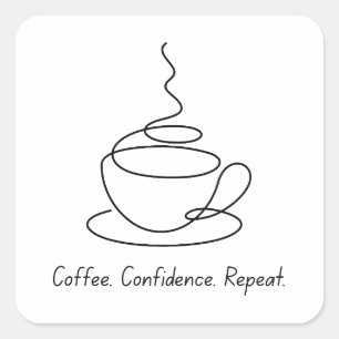 Coffee Confidence Repeat – Fun Quote Sticker