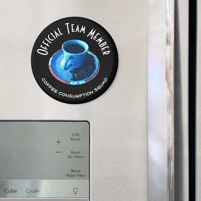 Coffee Consumption Squad Blue Cup Saucer Custom Magnet (In Situ (Fridge))