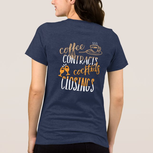 Coffee Contract Cocktails Closings Real Estate Tri-Blend Shirt (Back)