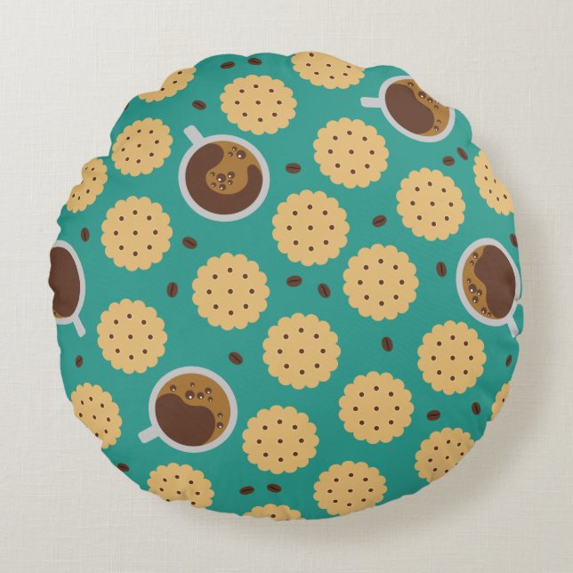 Coffee & Cookies Round Cushion (Front)