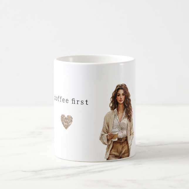 Coffee Cream Brown Peach  Coffee Mug (Center)