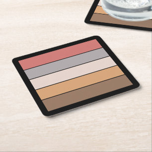Coffee Cream Gray Dusty Rose On Watercolor Paper Square Paper Coaster