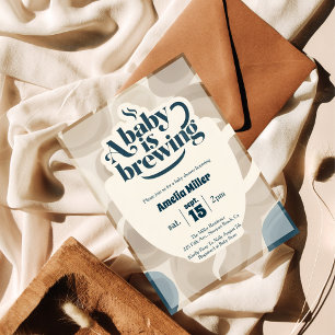 Coffee Cup A Baby is Brewing Retro Baby Shower  Invitation