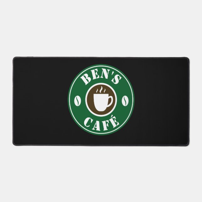 Coffee cup and beans logo custom counter desk mat (Front)