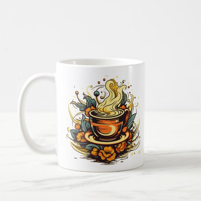 Coffee cup and Floral Steam (Left)