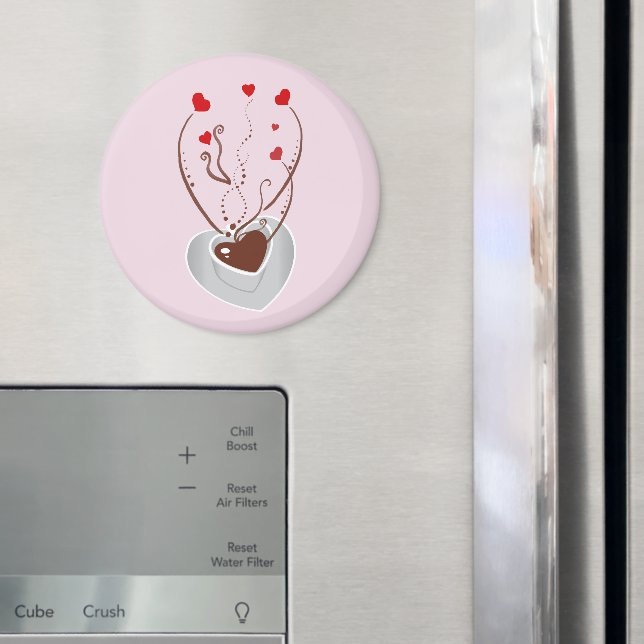 Coffee Cup, Arabica Coffee, Black Coffee, Hearts Magnet (In Situ (Fridge))