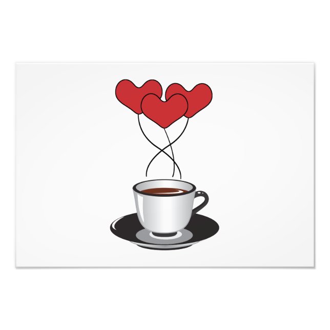 Coffee Cup, Arabica Coffee, Black Coffee, Hearts Photo Print (Front)