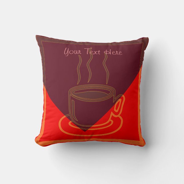 Coffee Cup Art Design Pillow (Front)