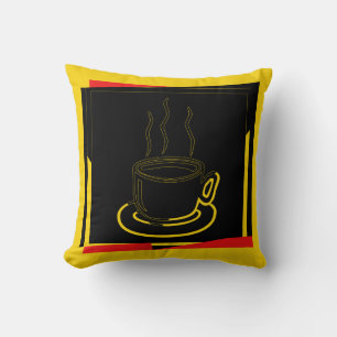 Coffee Cup Art Design Pillow